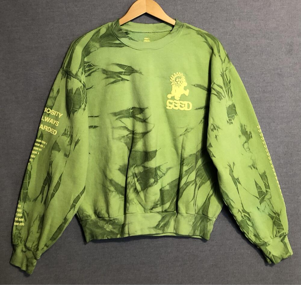 Seed Come Back As A Flower CBAAF Sweatshirt Mens Small S Green Tie Dye Fleece